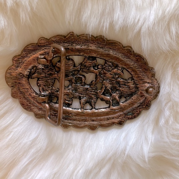 Vintage Brass & Enamel Belt Buckle - Picture 6 of 7